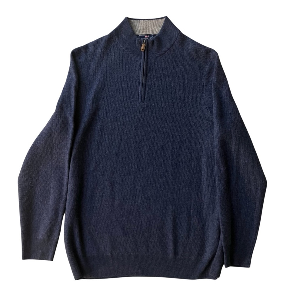 Vineyard Vines Sweater Mens Extra Large Navy Quarter Zip 100% Cashmere Pullover